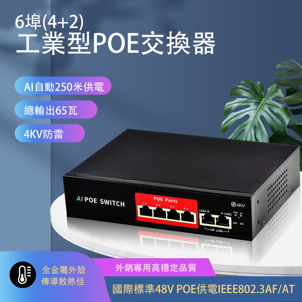 6埠 4 2 PoE 網路交換機Switch網路供電交換器 PChome 24h購物