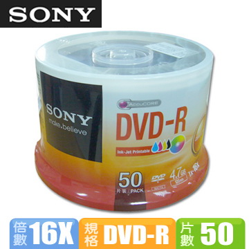 Sony 16x Dvd R 光碟片 50布丁桶裝 Pchome 24h購物