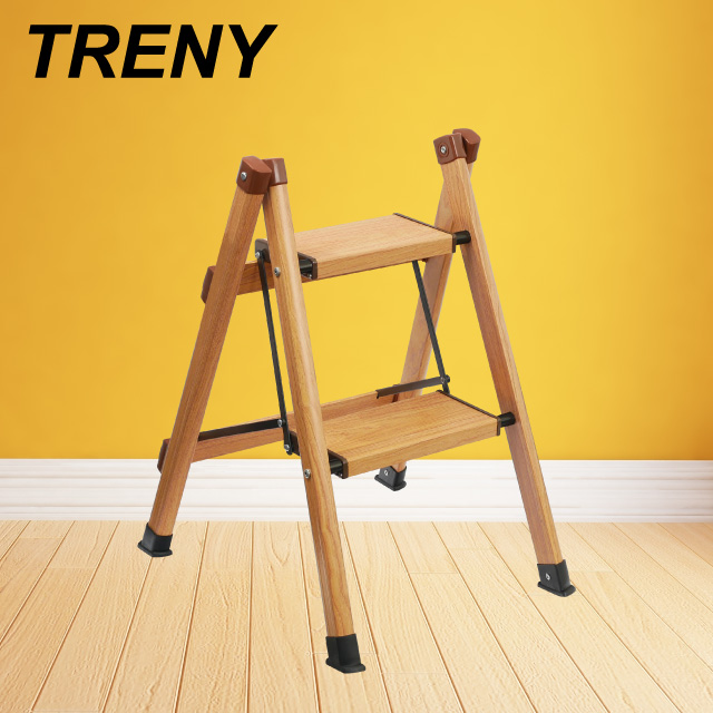 Treny 木紋加寬鋁製二階踏梯 櫥櫃用 Pchome 24h購物