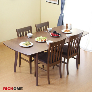 【RICHOME】艾米堤150CM可延伸194CM餐桌椅組(一桌四椅)