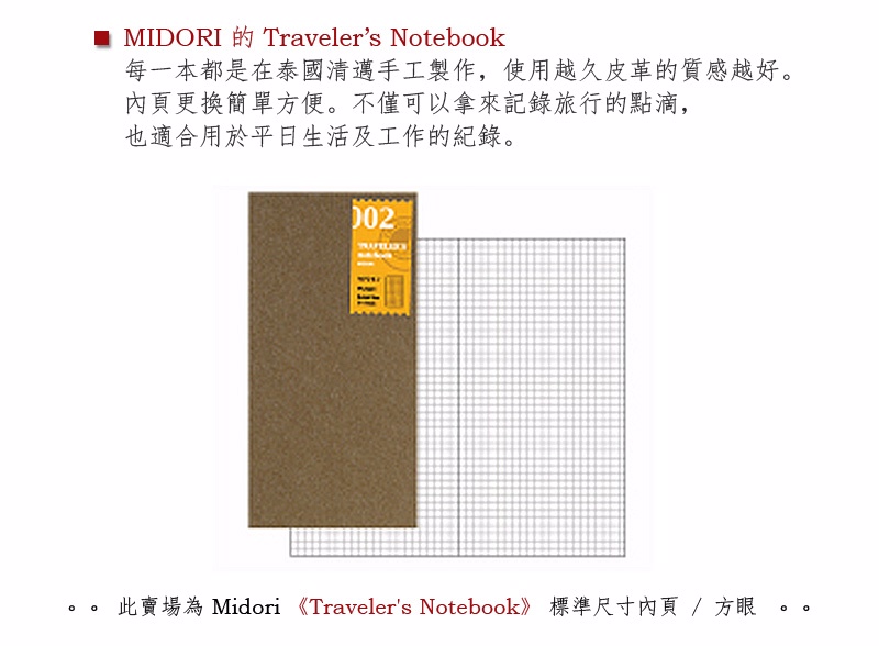 Midori Traveler S Notebook 標準尺寸內頁 方眼 Pchome 24h購物