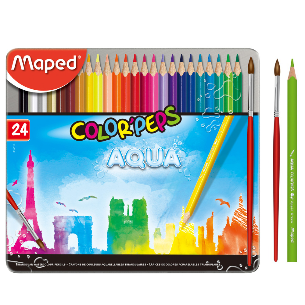 法國Maped】學用水彩色鉛筆(24色鐵盒) - PChome 24h購物