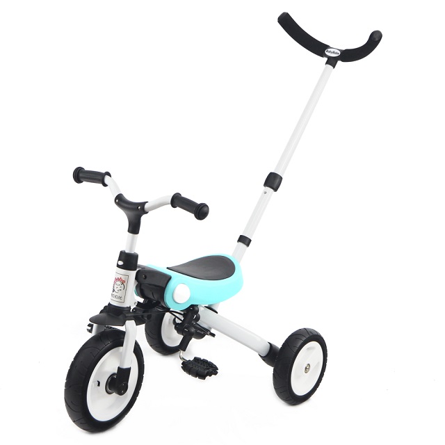 Babybabe 多功能兒童三輪車 附手拉桿 手推車 滑步車 天空藍 Pchome 24h購物