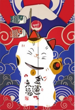 風水簾一片式 Loviisa 金運來福 開運門簾窗簾玄關棉麻加厚送伸縮桿 Pchome 24h購物