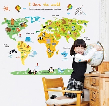 壁貼 Loviisa 卡通世界地圖 無痕壁貼壁紙 Pchome 24h購物