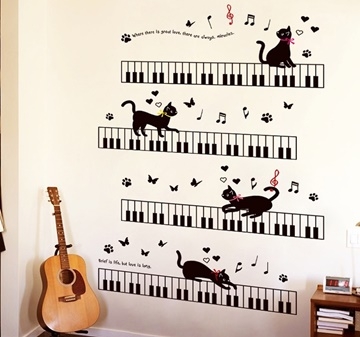 壁貼 Loviisa 音符與貓 無痕壁貼壁紙 Pchome 24h購物