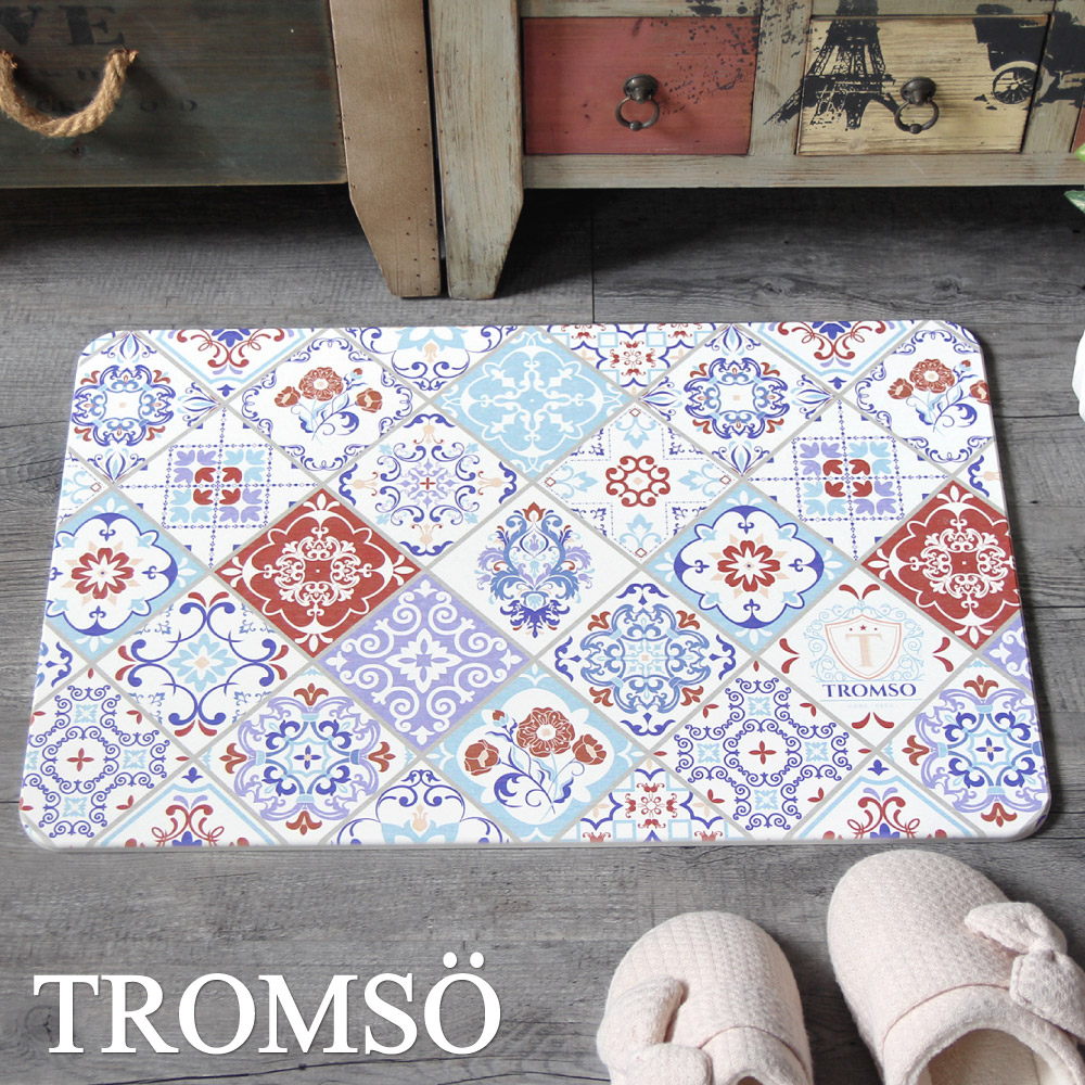 Tromso珪藻土厚實吸水地墊 奢華紅花磚 Pchome 24h購物