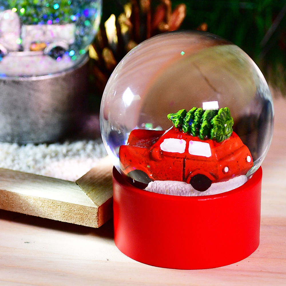 雪花聖誕玻璃水晶球 小汽車 Pchome 24h購物