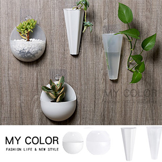 My Color 無痕壁掛花盆盆栽半圓收納架收納盒筆筒懸掛式吊掛式無痕掛鈎 P309 Pchome 24h購物