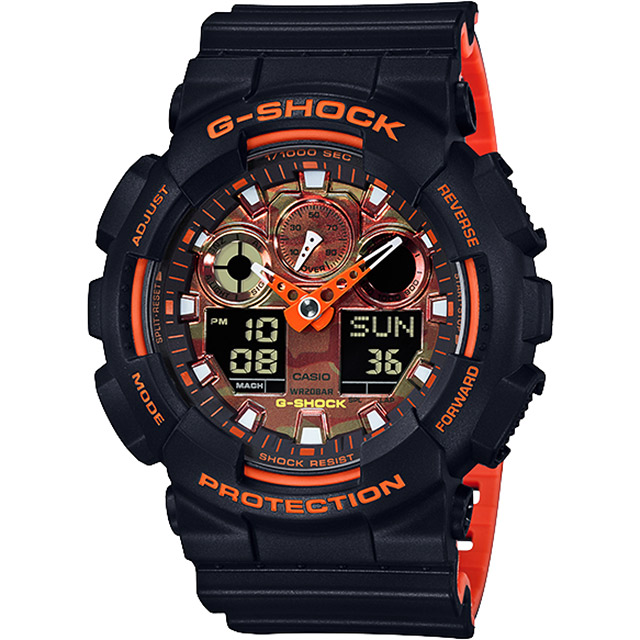 CASIO 卡西歐G-SHOCK 迷彩運動雙顯手錶GA-100BR-1A - PChome 24h購物