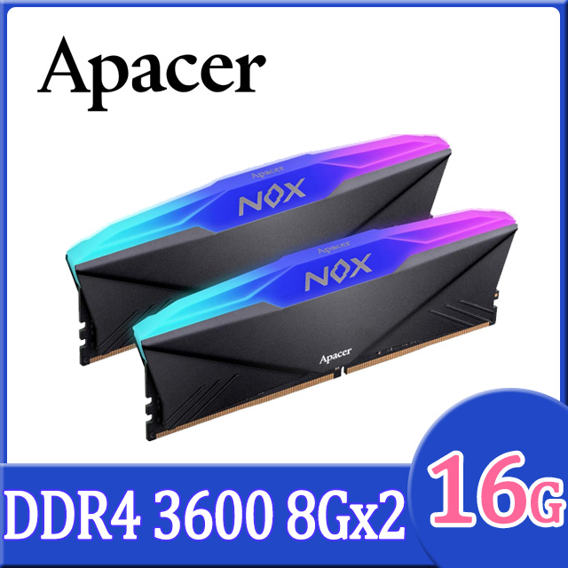 Apacer NOX RGB 16GB DDR4 3600 桌上型RGB發光電競記憶體(8GBx2)