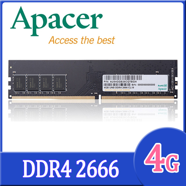 Apacer 4GB DDR4 2666 512x8 桌上型記憶體