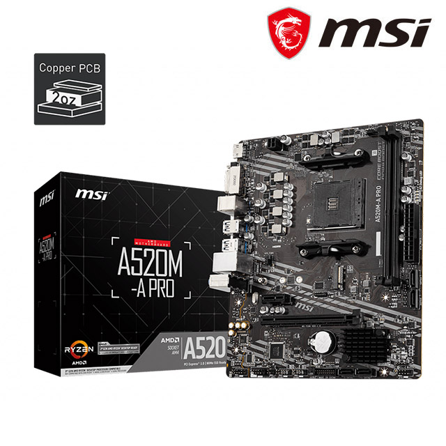 (A520M + R5-3500X) 微星 PRO A520M-A PRO 主機板 + AMD R5-3500X