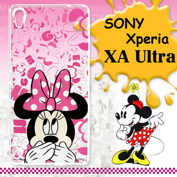 迪士尼授權正版sony Xperia Xa Ultra 大頭背景系列透明軟式手機殼 摀嘴米妮 Pchome 24h購物