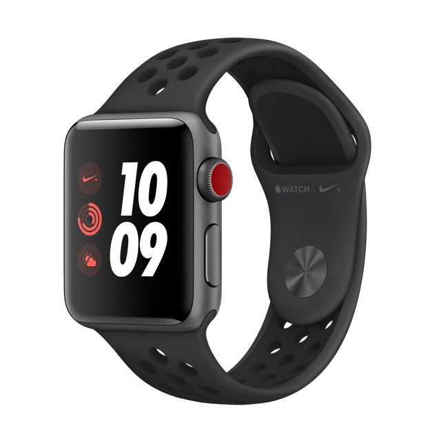 Apple Watch Nike+ Series 3 38公釐太空灰色鋁金屬錶殼搭Anthracite配黑色Nike運動型錶帶(Cellular版)  - PChome 24h購物