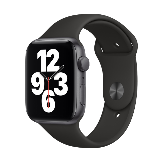 se space gray aluminum case black sport band 44mm