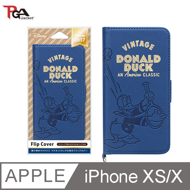 日本pga Iphone Xs X 5 8吋迪士尼金箔壓花側翻皮套 唐老鴨 Pchome 24h購物