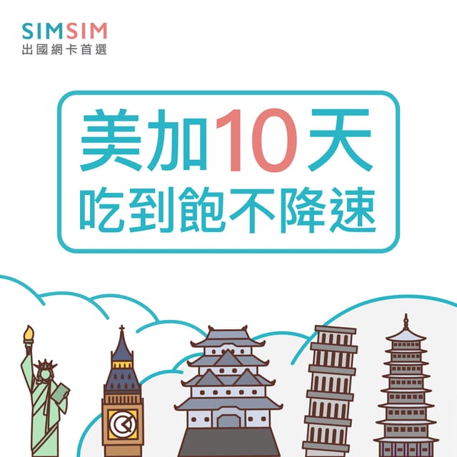 Simsim 美國 加拿大網卡 10天吃到飽不降速上網卡網路卡sim卡 Pchome 24h購物